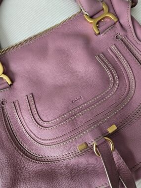Chloe Mauve Pink Leather Shoulder Bag with Gold Hardware